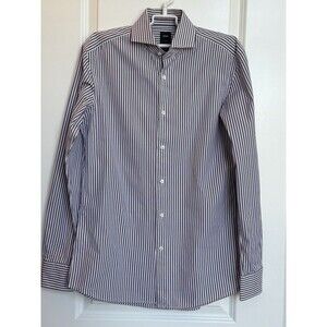 Boss Hugo Boss Thomas Mason Purple Striped Print‎ Slim Fit Dress Shirt Men's 39
